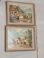 2er Set Vintage Bauernhof Bilder gerahmt, Landleben Idylle