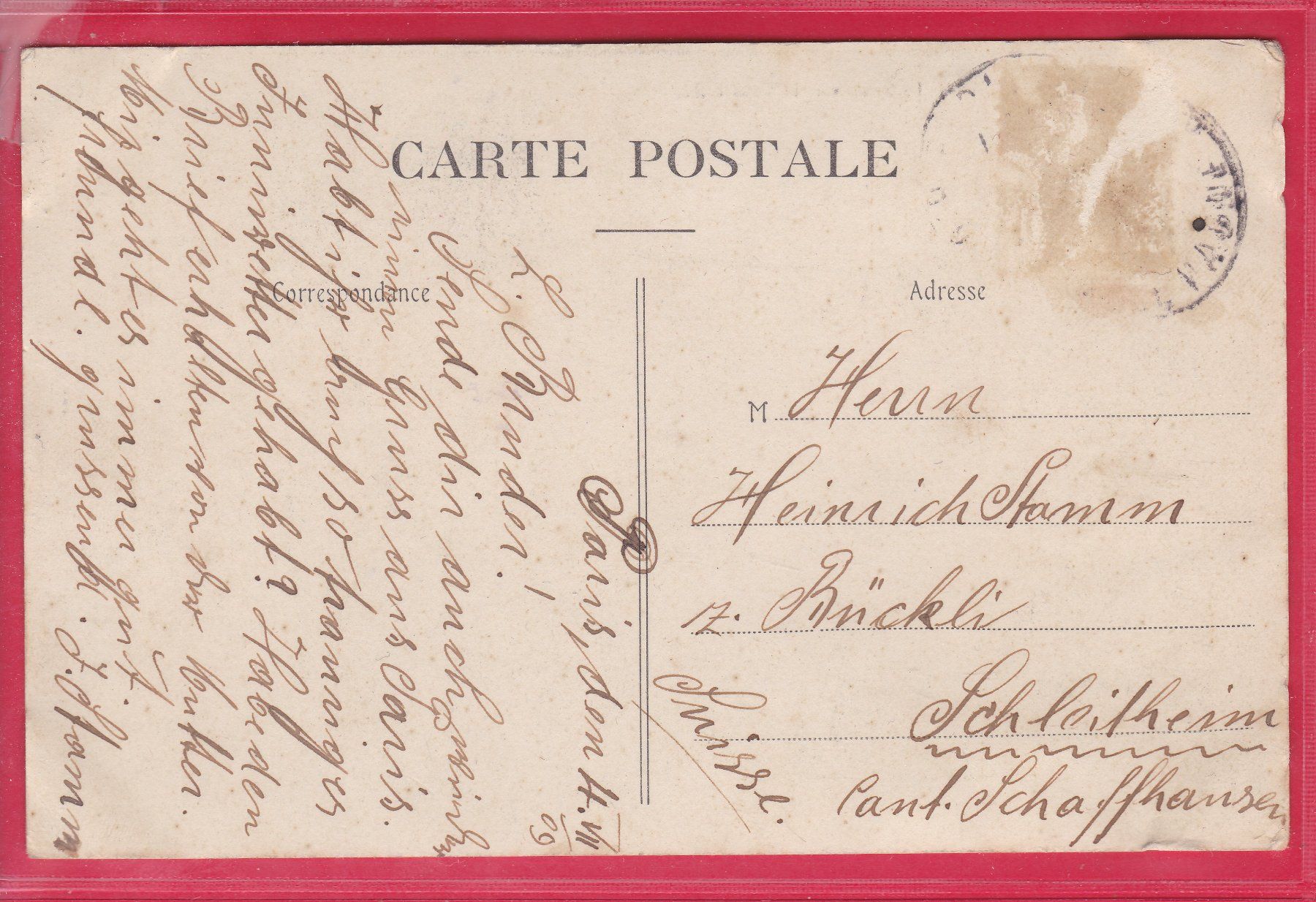 Cartoline postali: PARIS, LA SEINE VERSLA TOUR EIFFEL, 4.7.1909 – Usato da Oberrieden venduto da Gebirgsstelze 1