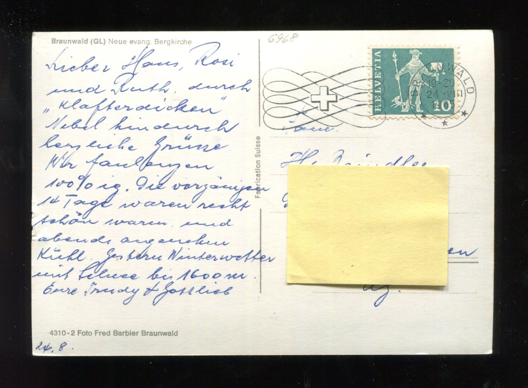 Cartes postales: Braunwald, Bergkirche – D'occasion à Aarau par Elmaar41 1
