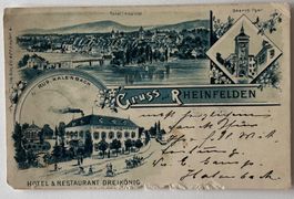 Gruss aus Rheinfelden, Hotel Dreikönig, 1903, Litho, Zustand