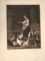 Albert Anker die Hühner Heliogravure von Meisenbach