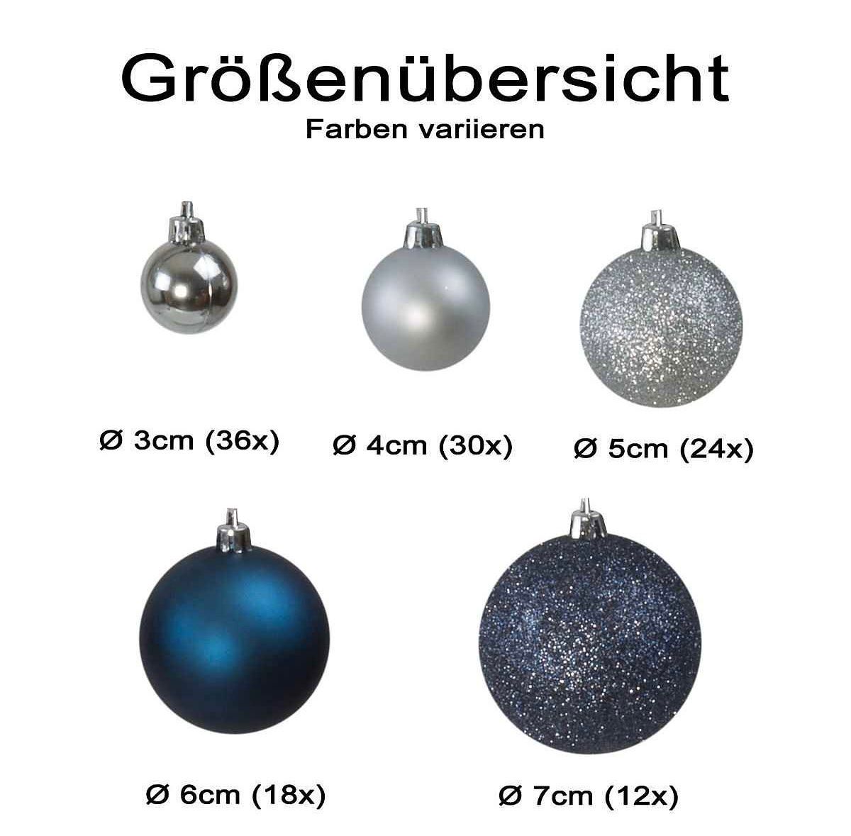 Tutte le decorazioni: Riesen Weihnachtskugelset 120 teilig Silber/Stahlblau – Nuovo e nell'imballaggio originale da Basel venduto da Seifehuesli 2