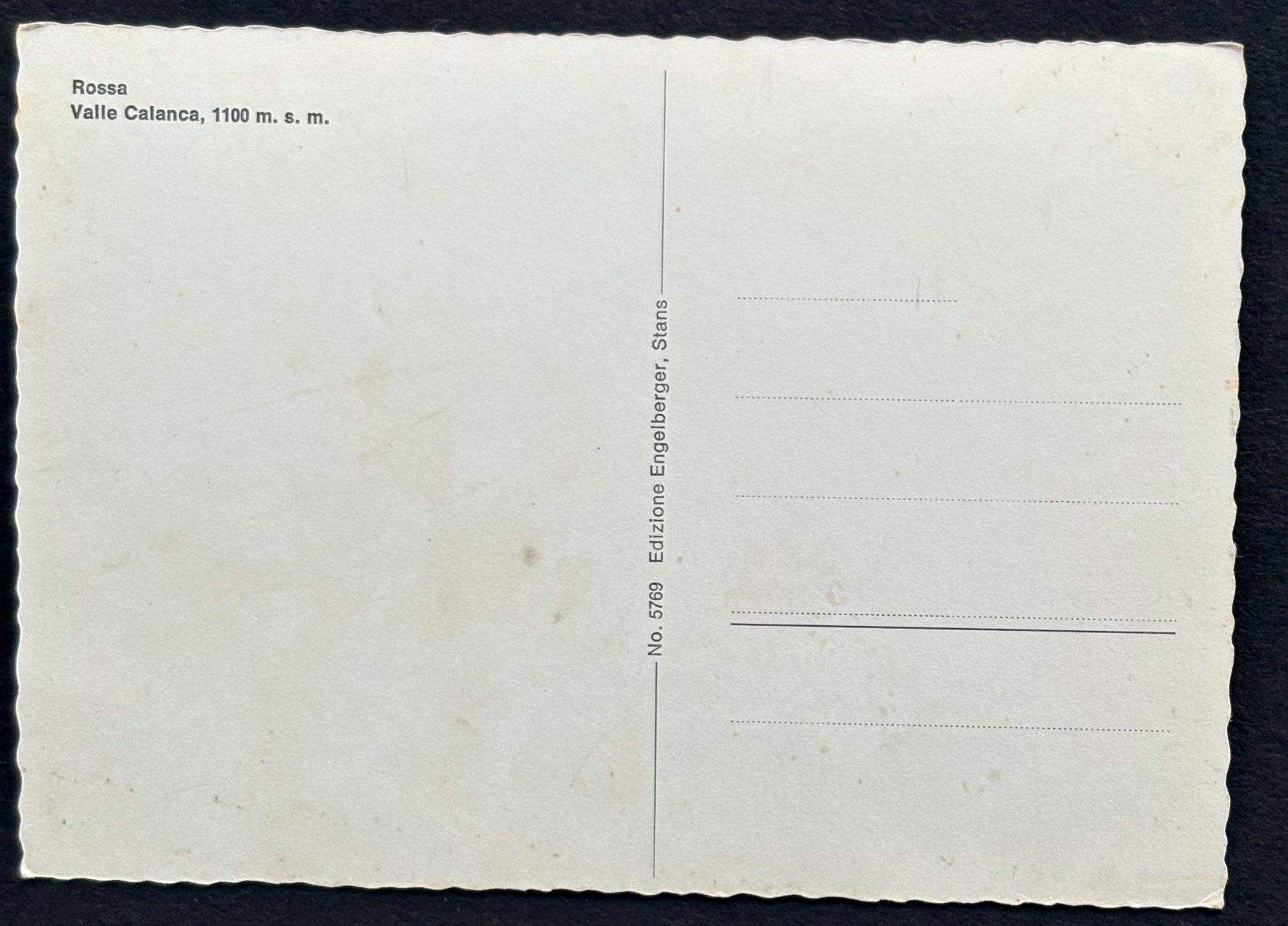 Cartoline postali: ANSICHTSKARTE ROSSA VALLE CALANCA – Usato da Ostermundigen venduto da crazy-horse-1840 1