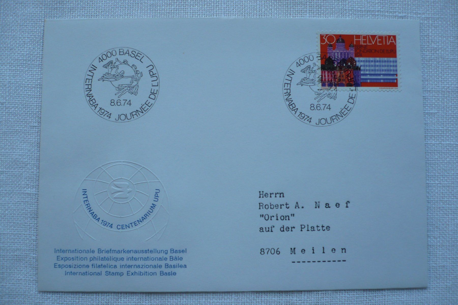 Tous les timbres: 8.6.74 INTERNABA Tag der UPU, Basel – D'occasion à Zürich par saltandpepper008