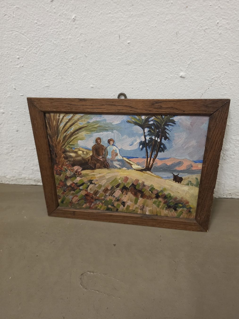 Dipinti: Ölgemälde Janebach Landschaft mit Figuren im Holzrahmen – Usato da Olten venduto da Mezopotamya