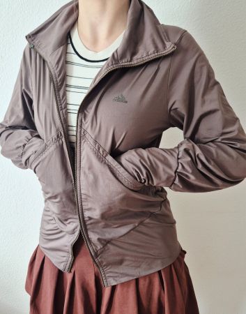 JACKE ADIDAS S TAUPE FARBEND FITNESS,  TOP ZU HOSE SHORTS