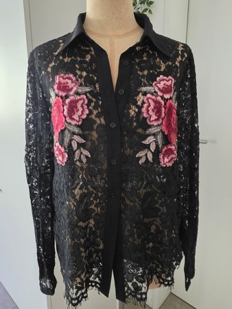 Fashion Union Bluse Spitze mit Blumenstickerei, Gr. 38🌸