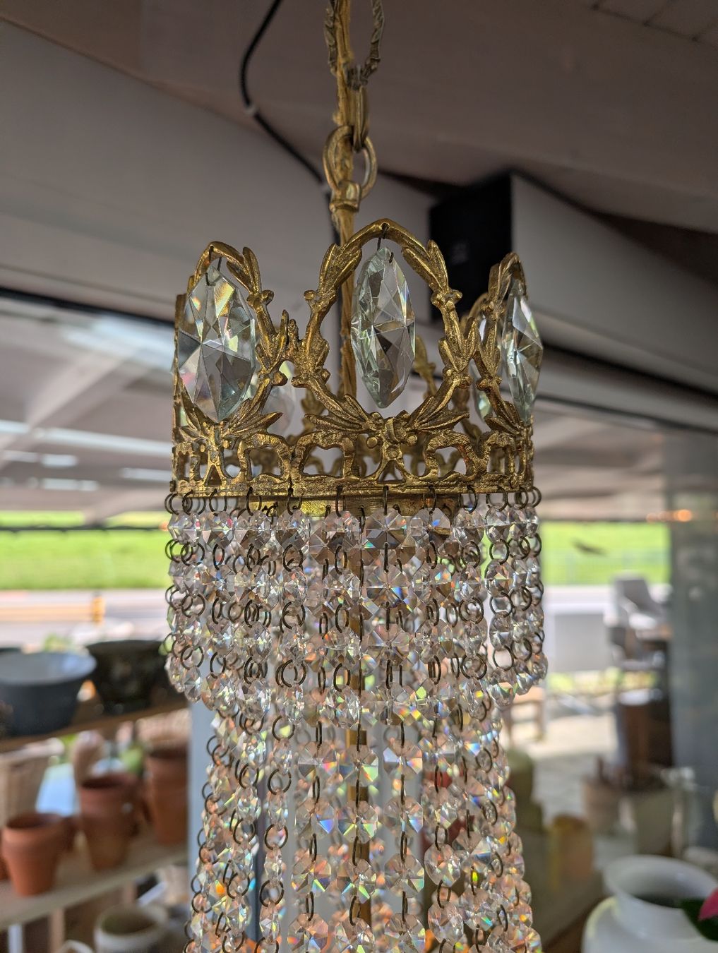Kronleuchter & Deckenlampen: Kronleuchter mit Kristallglas und Messing Details – Gebraucht aus Adligenswil von karinma 1