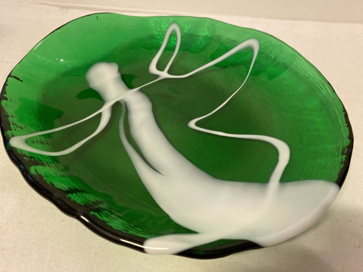 Murano Ciotole: Grüne Glasschale mit weissem Muster – Usato da sursee venduto da trilli-tralli 4