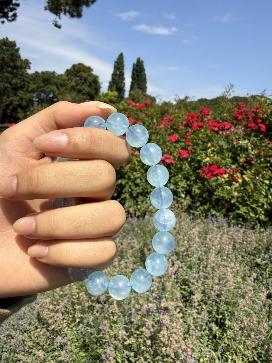 Bracciali & Braccialetti: Echtes Aquamarin Armband-10mm Perlen – Nuovo (secondo la descrizione) da Jegenstorf venduto da SteinGlanz 2