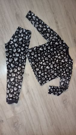 Winter Pyjama Samt Leoprint, zweiteilig, gr 140