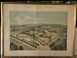 Historischer Stich Inselspital Bern 1886 gerahmt gross