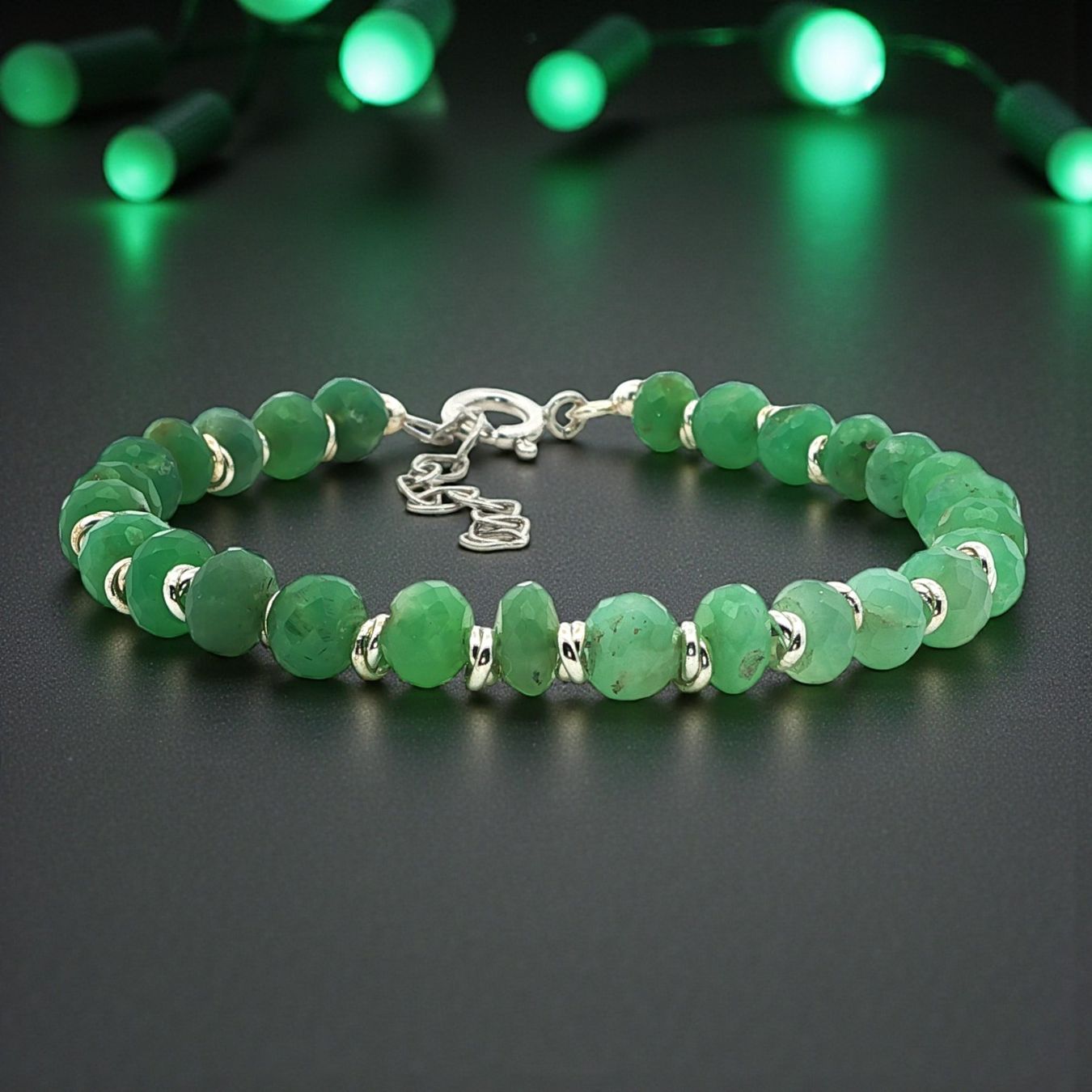 Olga Ribler Bracciali & Braccialetti: Unikates Silber Armband mit Chrysopras – Nuovo (secondo la descrizione) da Luzern venduto da Schmuckoutlet