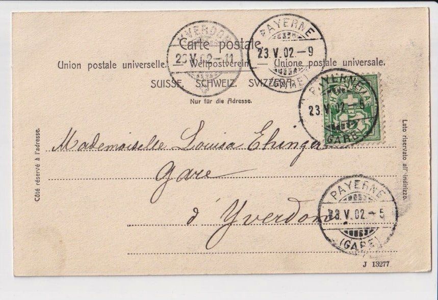 Cartoline postali: Payerne – Vue générale, 1902 – Usato da Fribourg venduto da AK_Fribourg 1