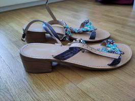 Damen Sandalen Gr. 38 mit Schmucksteinen