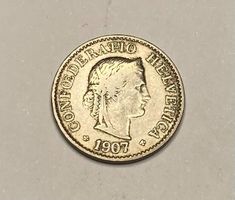 Alte Schweizer Münze 5 Rappen 1907 Helvetia