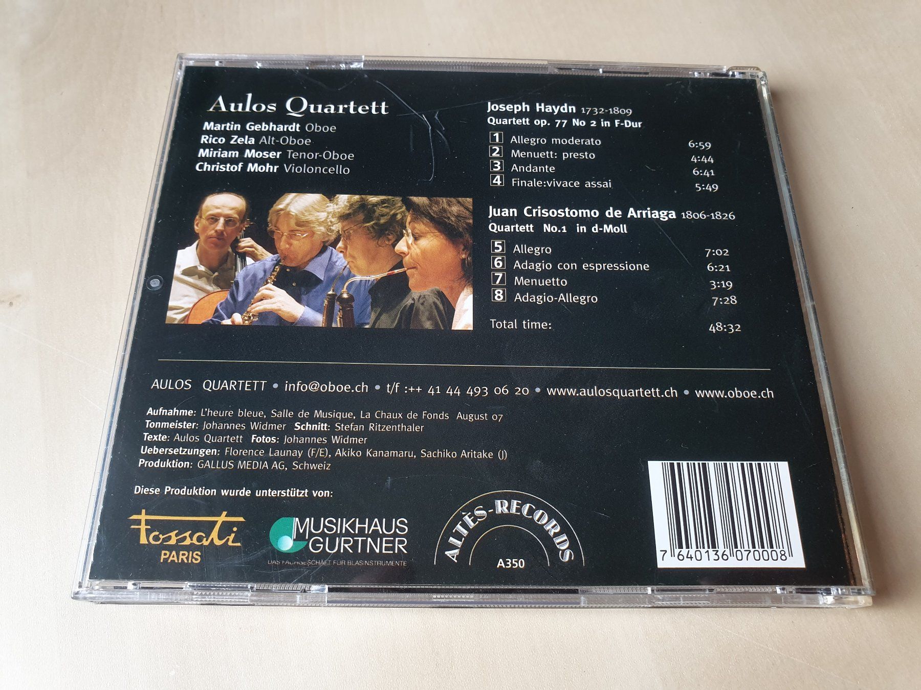 CD: Aulos Quartett Haydn Arriaga – Usato da Stansstad venduto da collectorsshop 1