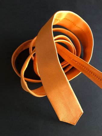 Krawatte schmale Vintage Leder ?-Krawatte orange 130 cm