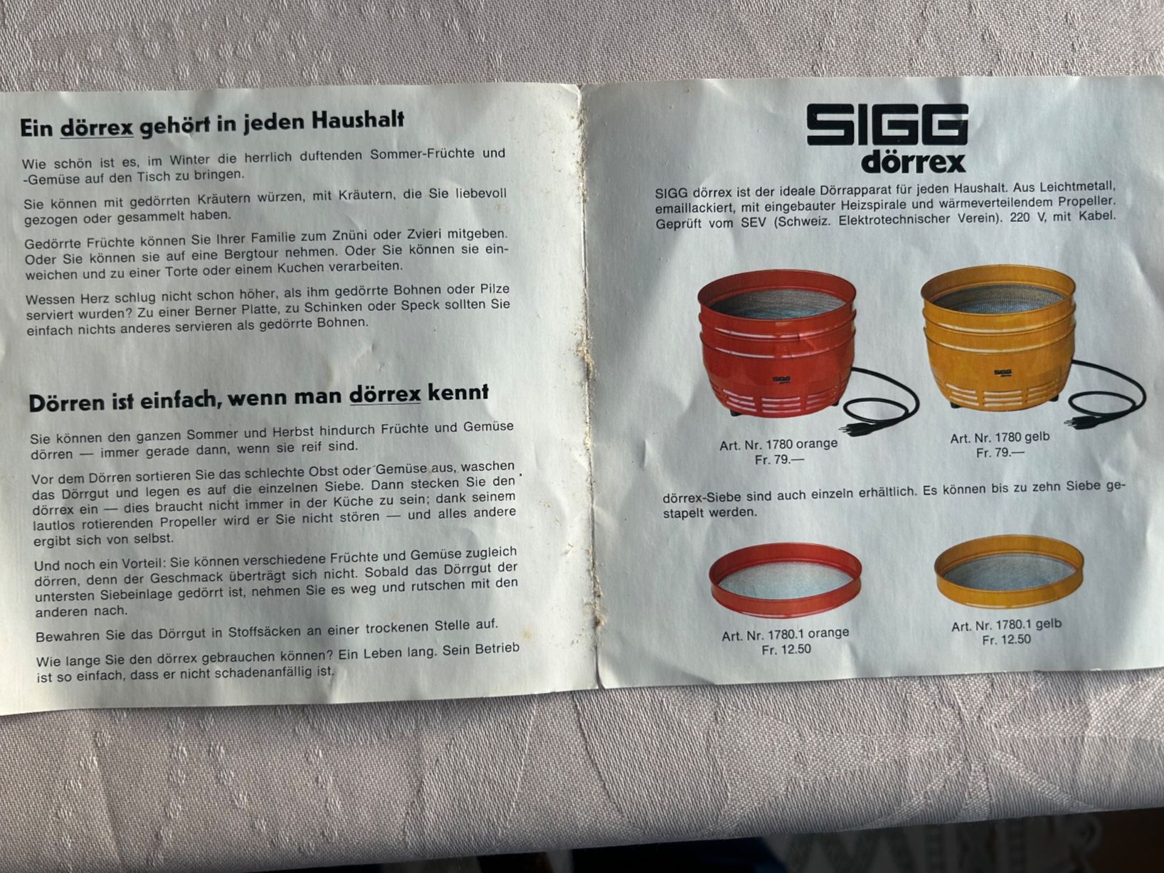Sigg Elettrodomestici da cucina: Sigg Dörex Dörgerät mit 4 Sieben – Usato da Gächliwil venduto da H-PL 5