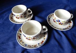 Villeroy & Boch set von 3 Tassen u.UT Modell Troubadour, rar