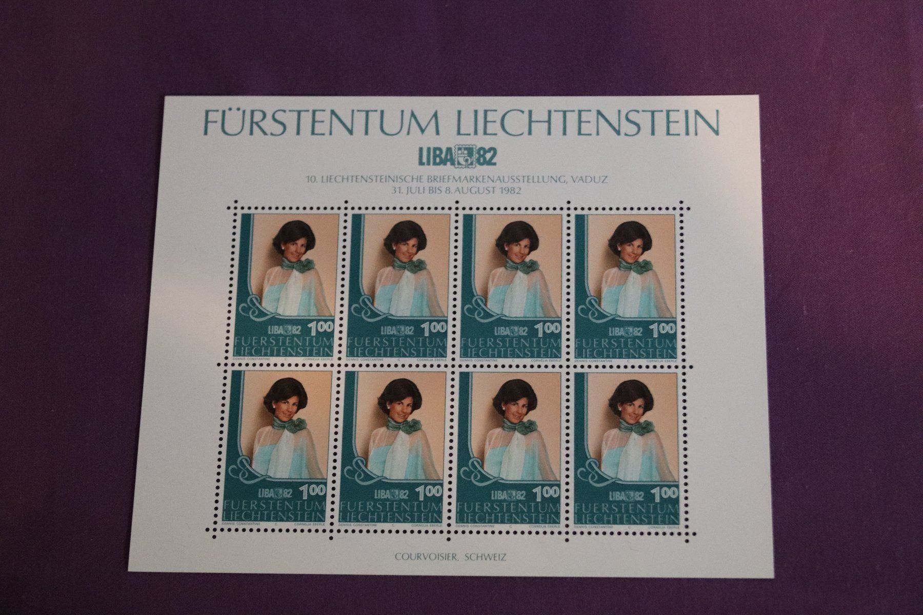 Alle Briefmarken: Lichtenstein, 1982 Sondermarken Liba  82,   4 Bögen – Gebraucht aus Zug von Kunst-Fundgrube 2