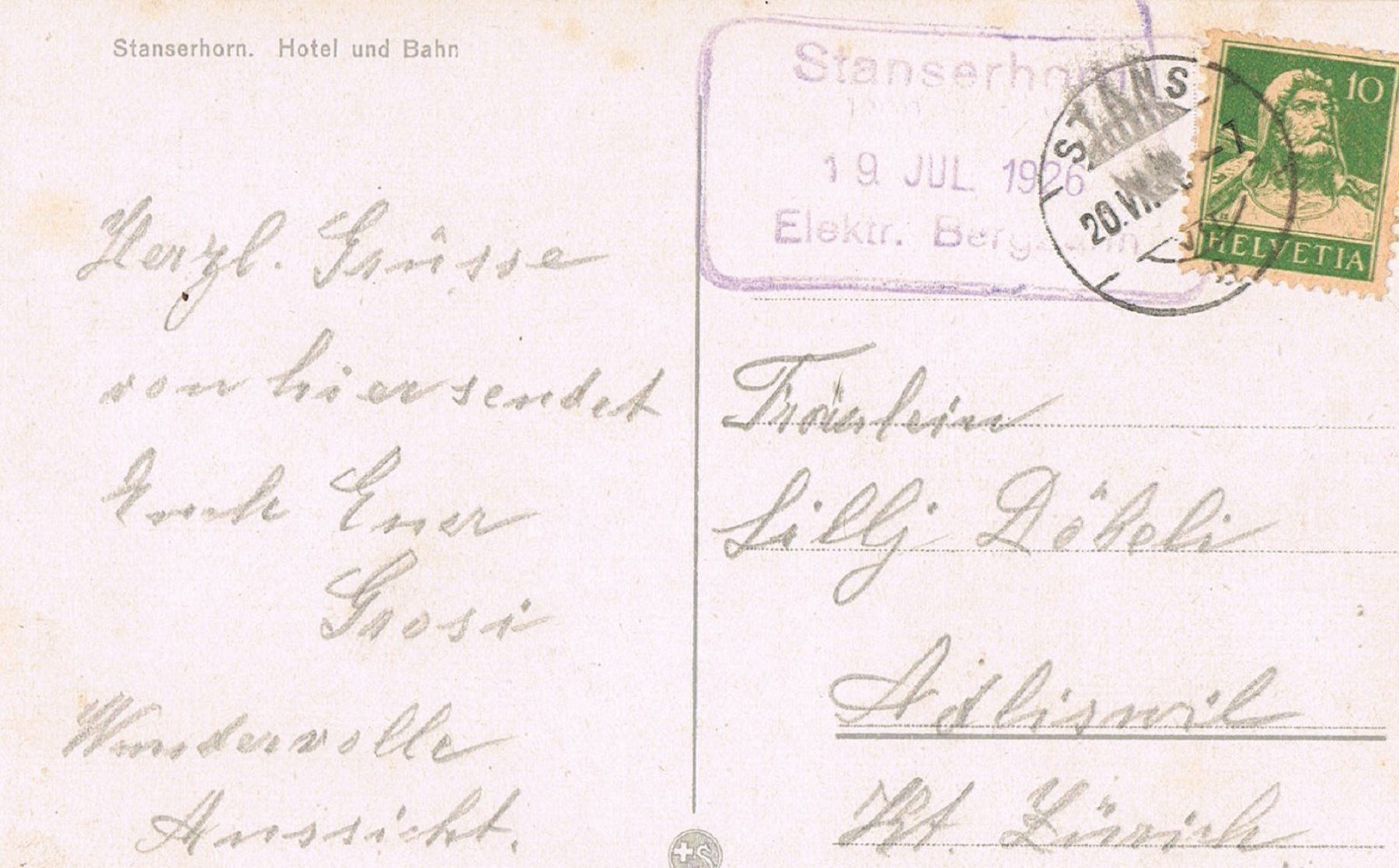 Cartoline postali: Stanserhorn, mit Bergbahnstempel ! – Usato da Buchs AG venduto da Baerfisch 1