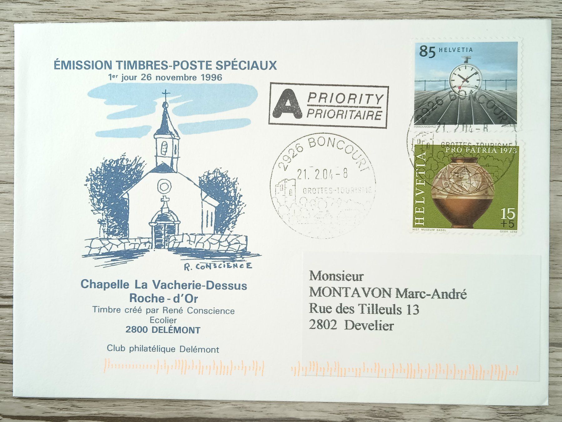 Tutti i francobolli: TR96 Enveloppe + Timbre Suisse 2004 – Usato da Cousset venduto da Patrick_Collections