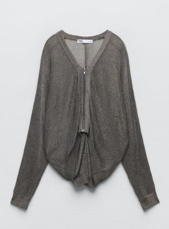 Zara Strick-Pilotenjacke mit Metallic-Fäden Gr. M
