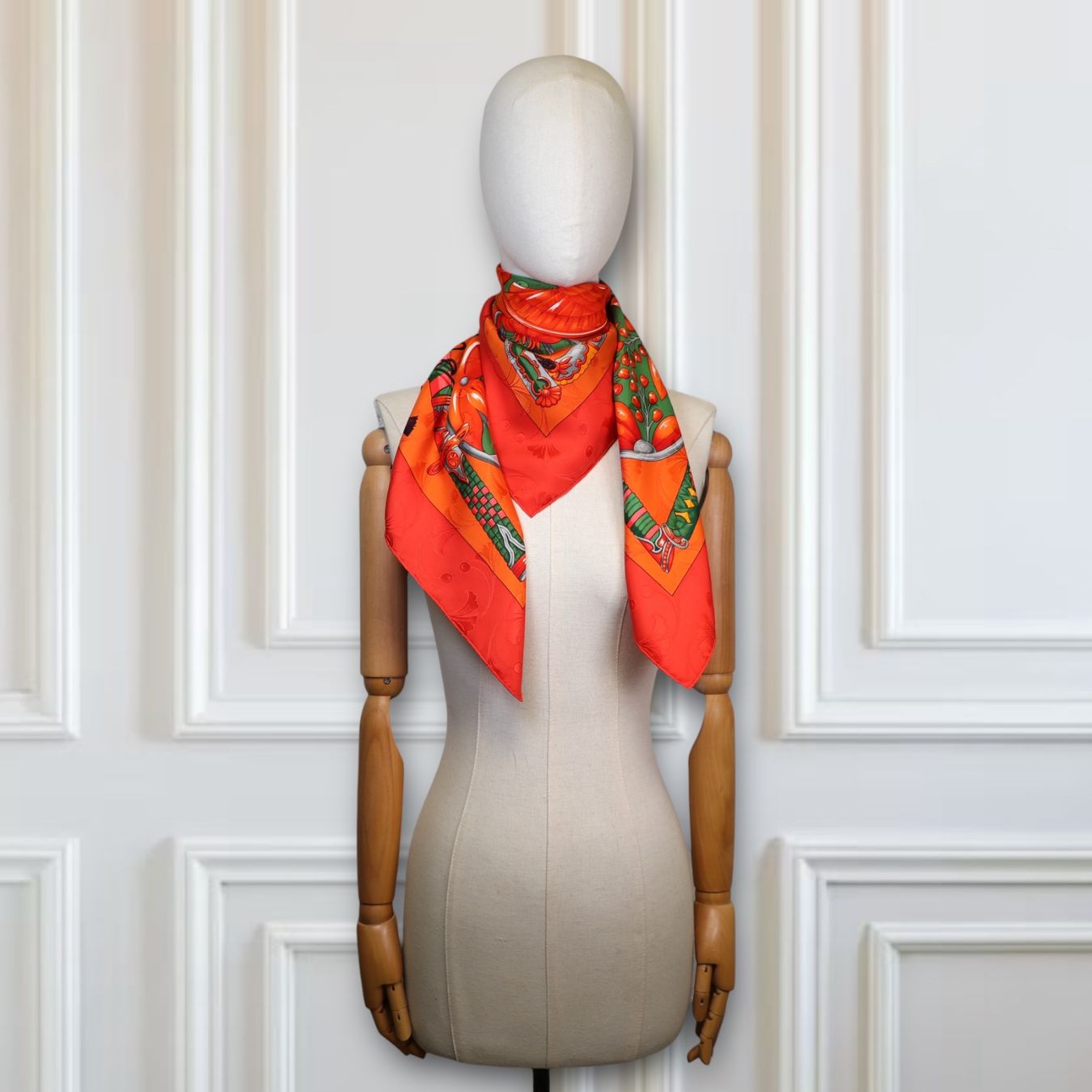 Hermès Foulard & Sciarpe: Hermès Carré "Daïmyo" orange – Usato da Binningen venduto da Designerlabels 2