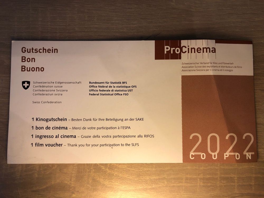 Pro Cinema Gutschein 2022, Kinogutschein Kaufen auf Ricardo