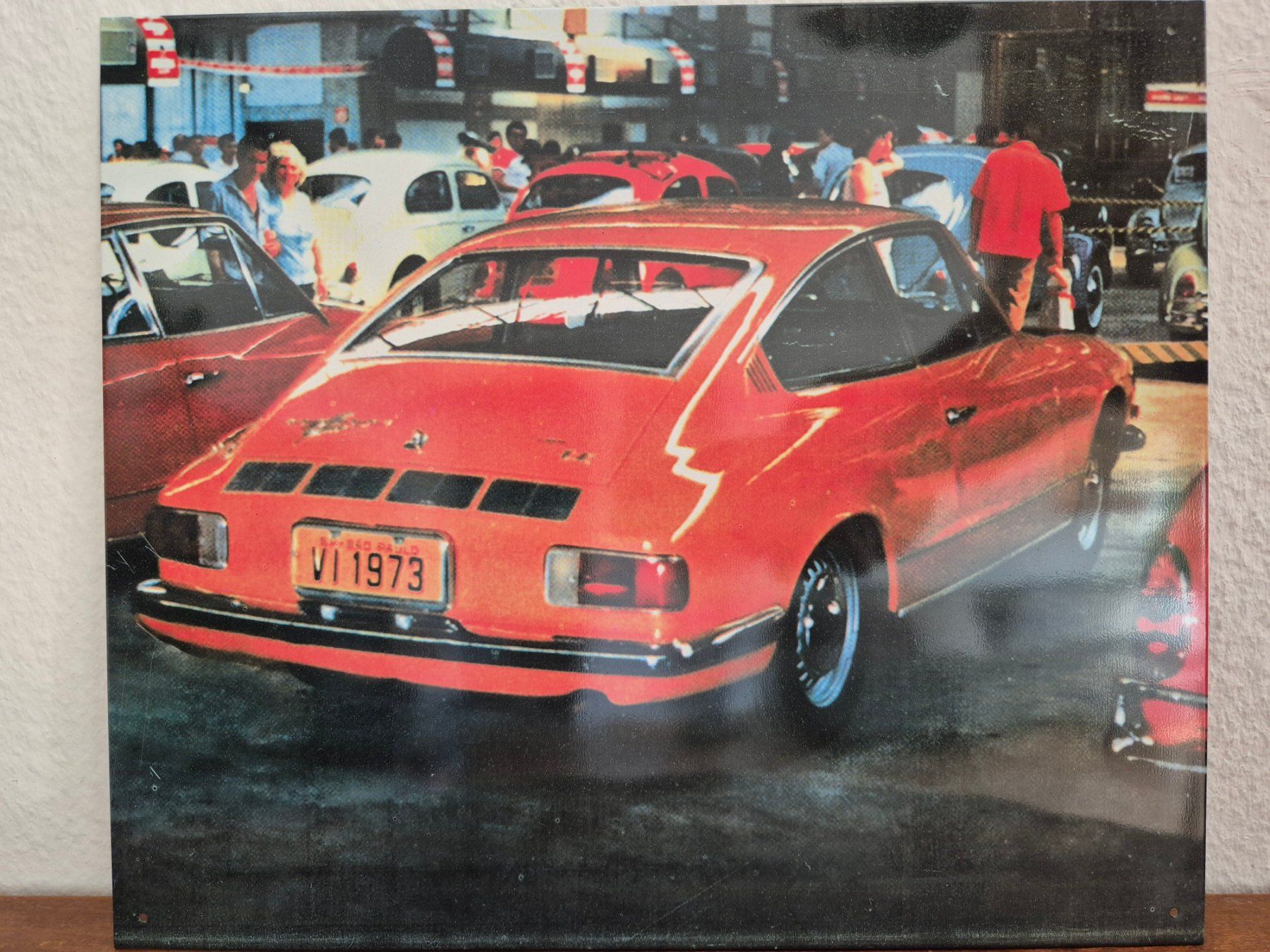 Volkswagen Insegne: Blechschild VW Karmann Ghia Oldtimer Schild Blech Reklame – Usato da Schaffhausen venduto da pfanis09 1