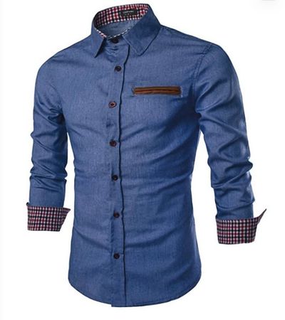 Chemise homme en jean denim manches longues SkyBlue L
