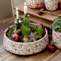 Chic Antique Keramikschale mit Blättern & Beeren, Höhe 10 cm