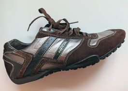 GEOX RESPIRA : Sneakers daim brun / cuir doré 40
