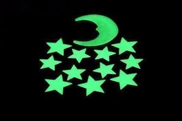 11 LEUCHTSTERNE + 1 MOND - STERNENHIMMEL - SELBSTKLEBEND