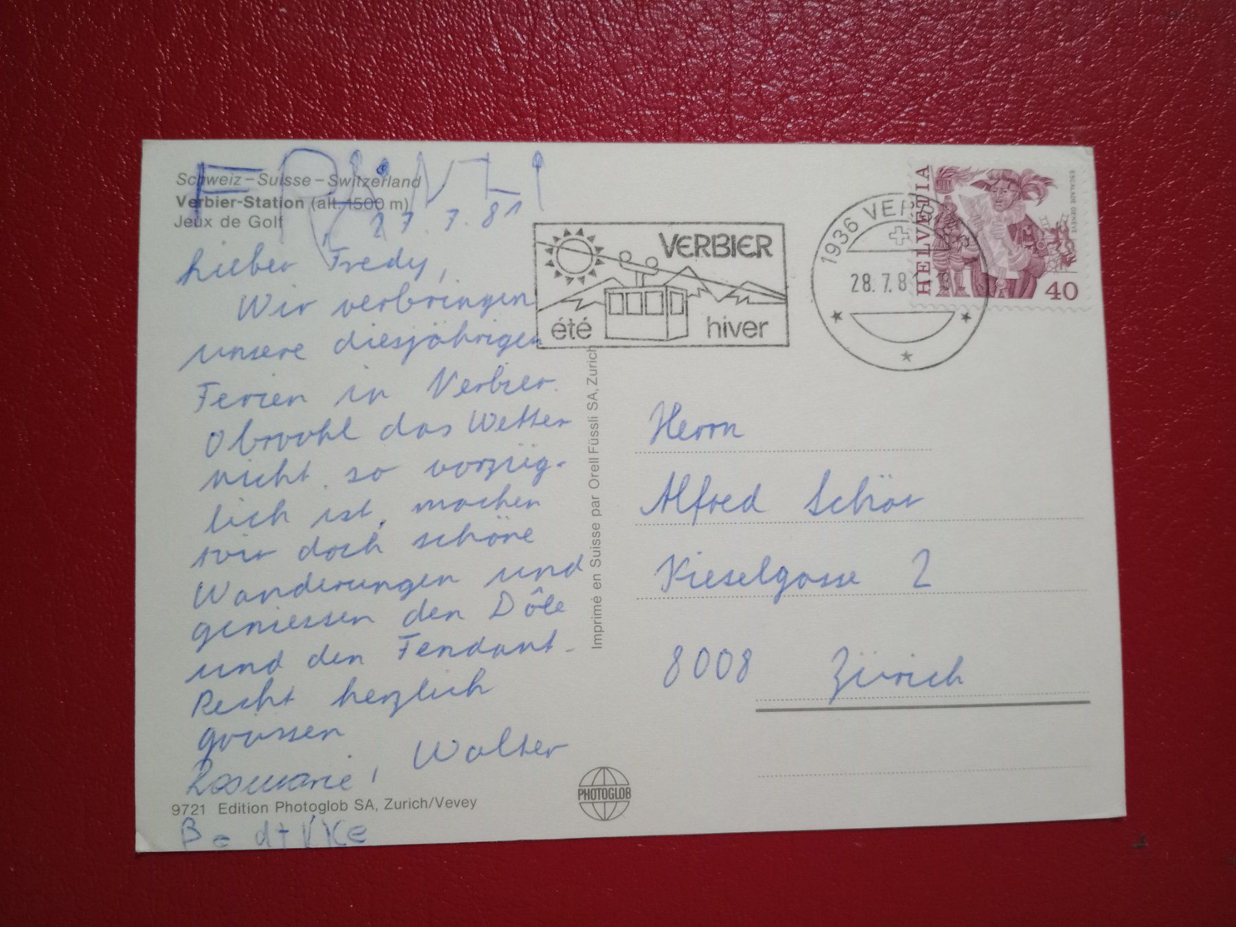 Cartes postales: Verbier Wallis mit Golfspieler 1981 – D'occasion à Küttigen par Melisch1000 1