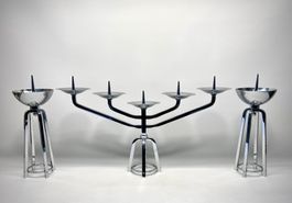 Vintage Chrom Kerzenleuchter Set 3-tlg