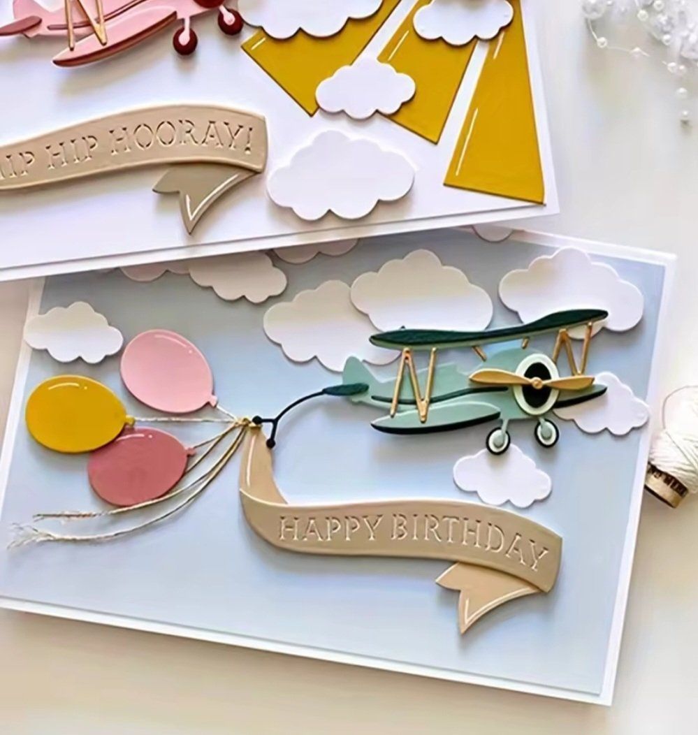Sciablone: Stanzschablone Nr.1072, Flieger mit diversen Banner – Nuovo e nell'imballaggio originale da Gretzenbach venduto da Fliegepilz56 2