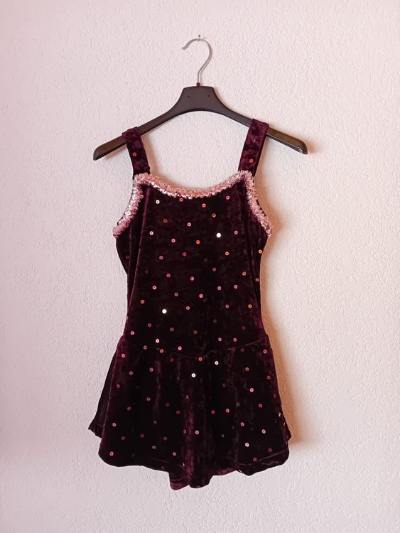 MEILYA Damen Eiskunstlauf Kleid Langarm - Strass Rollkunstlauf Wettbewerbskleid