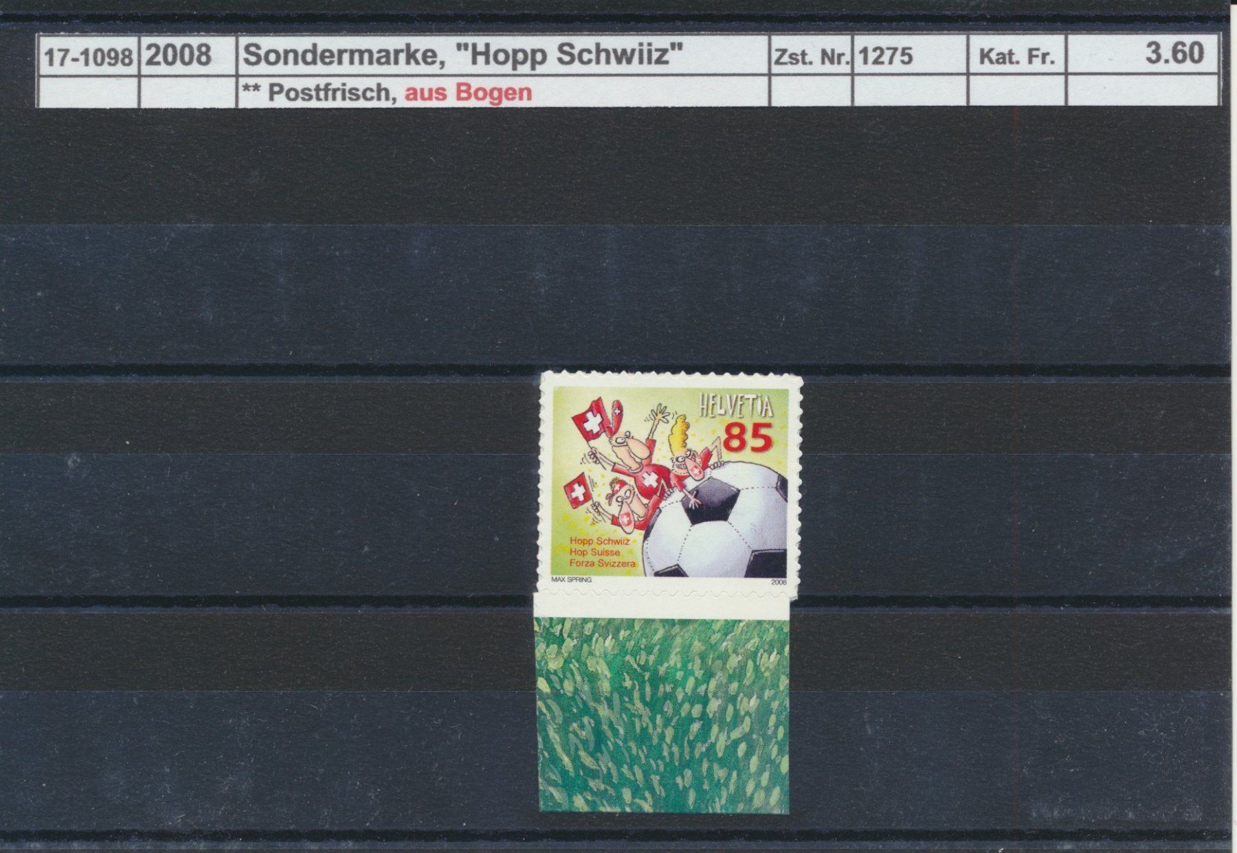 Tutti i francobolli: 2008 "Hopp Schwiiz", aus Bogen, ** postfrisch – Nuovo (secondo la descrizione) da Winterthur venduto da Zupogeru