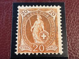 Stehende Helvetia 20Rp. 94Aa Benzingerplatte * Falzrest F166