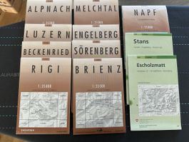 11 Landkarten, Konvolut Bergregionen