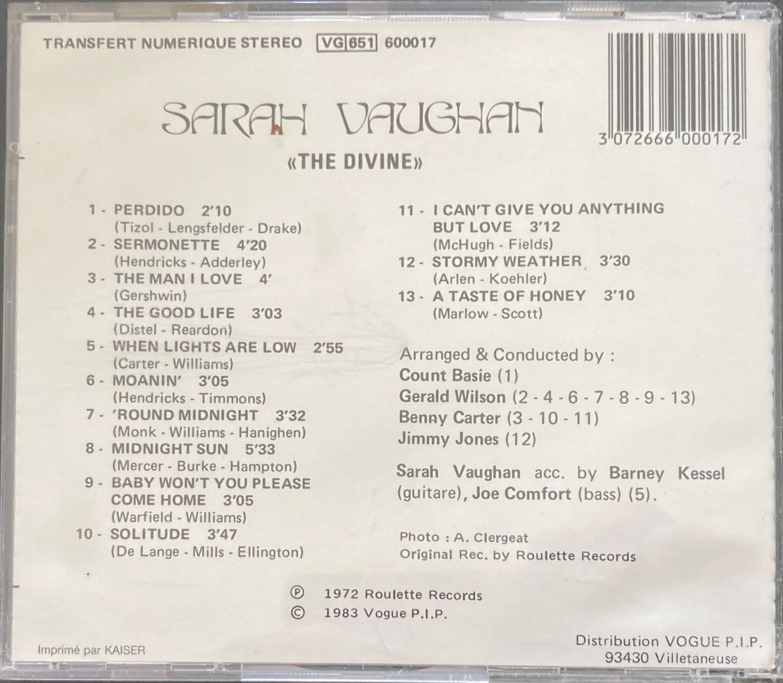 CDs: SARAH VAUGHAN - THE DIVINE – D'occasion à Poliez-Pittet par Newtown-Records 1