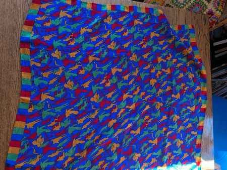 Seidenfoulard,blau mit rot,gelb