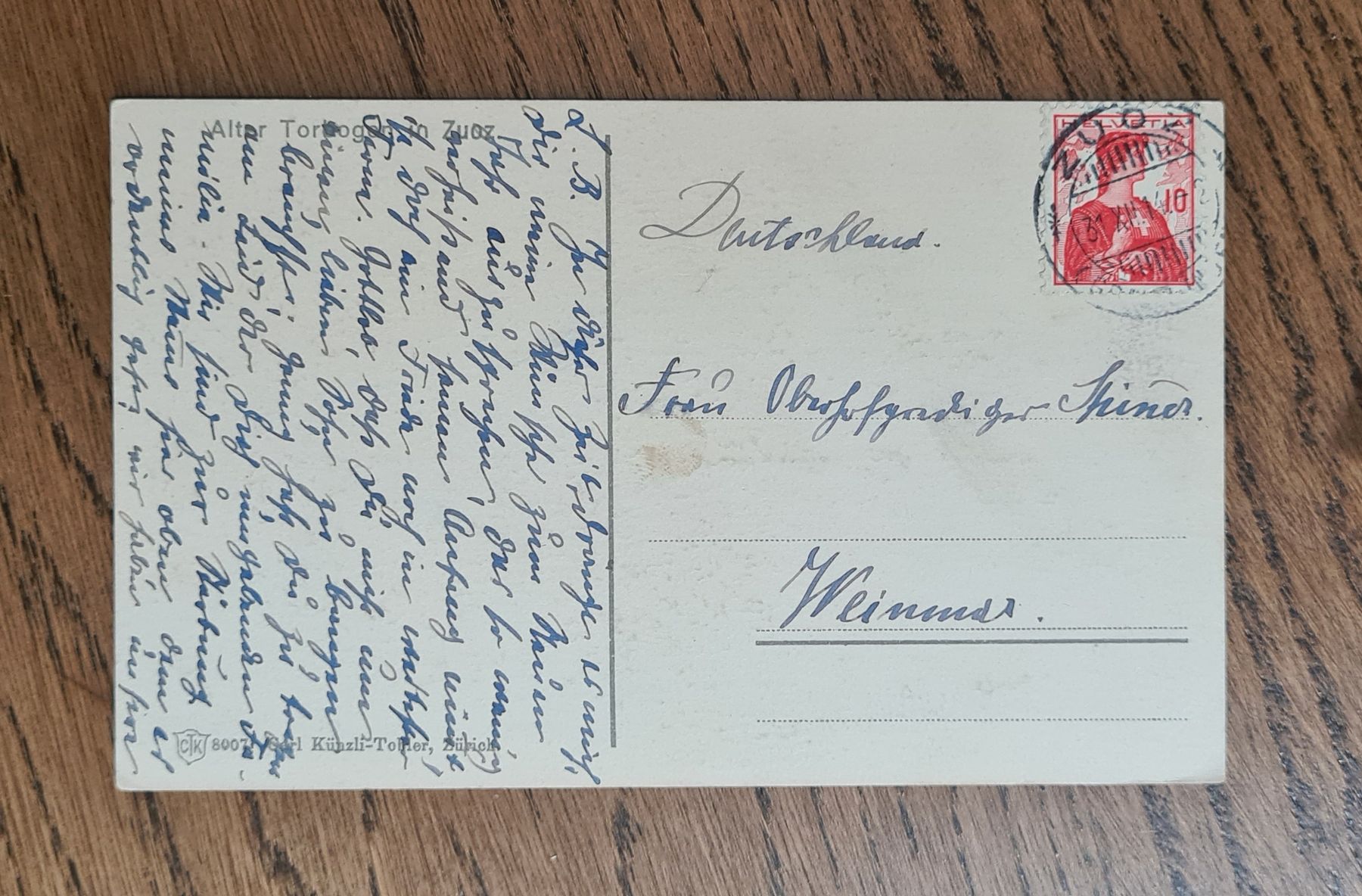 Cartoline postali: Alter Torbogen in Zuoz 1914 – Usato da Ebikon venduto da Donar50 1