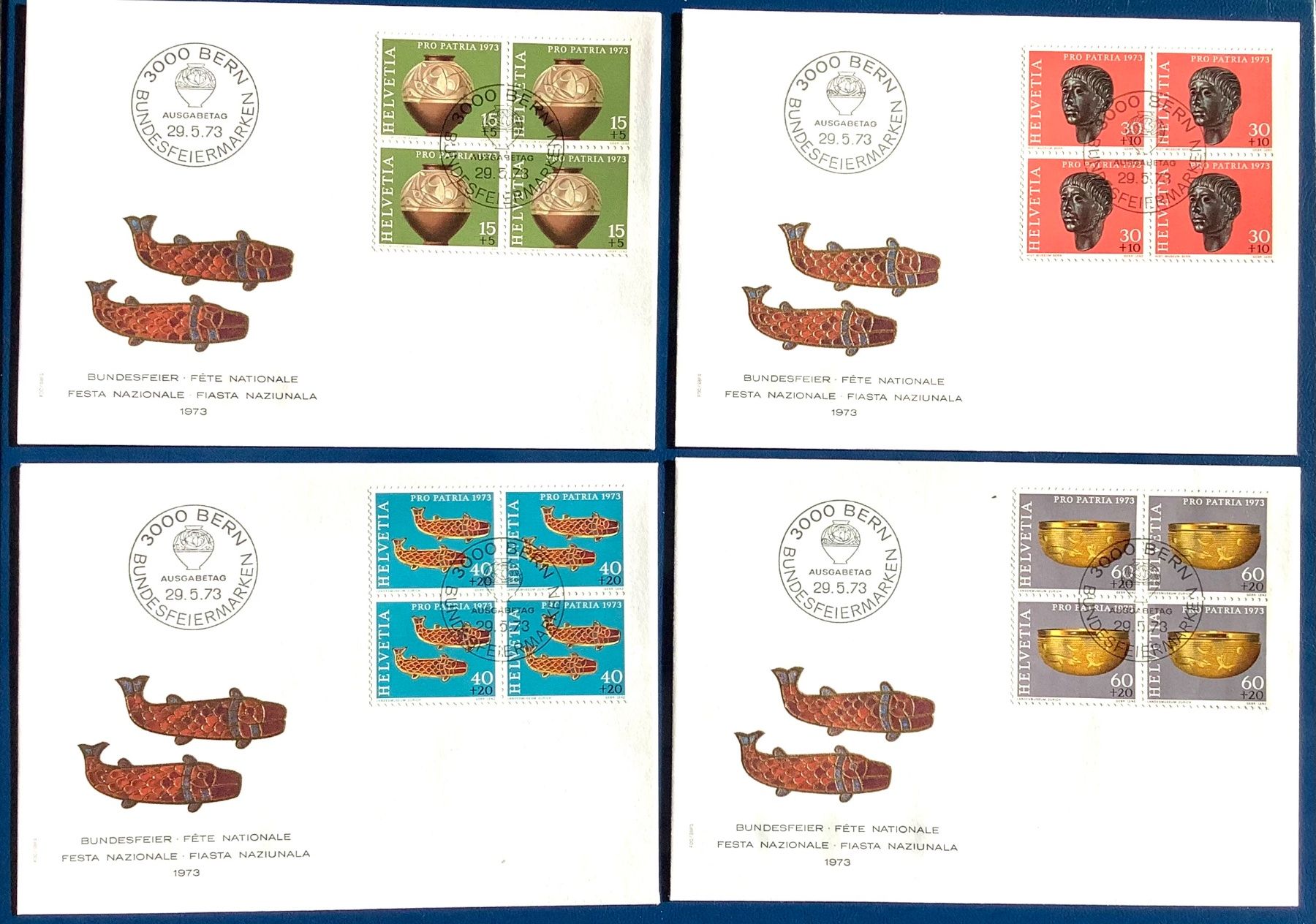 Tutti i francobolli: 1973 - Pro Patria FDC Viererblöcke Satz – Nuovo (secondo la descrizione) da Liestal venduto da Skunk02