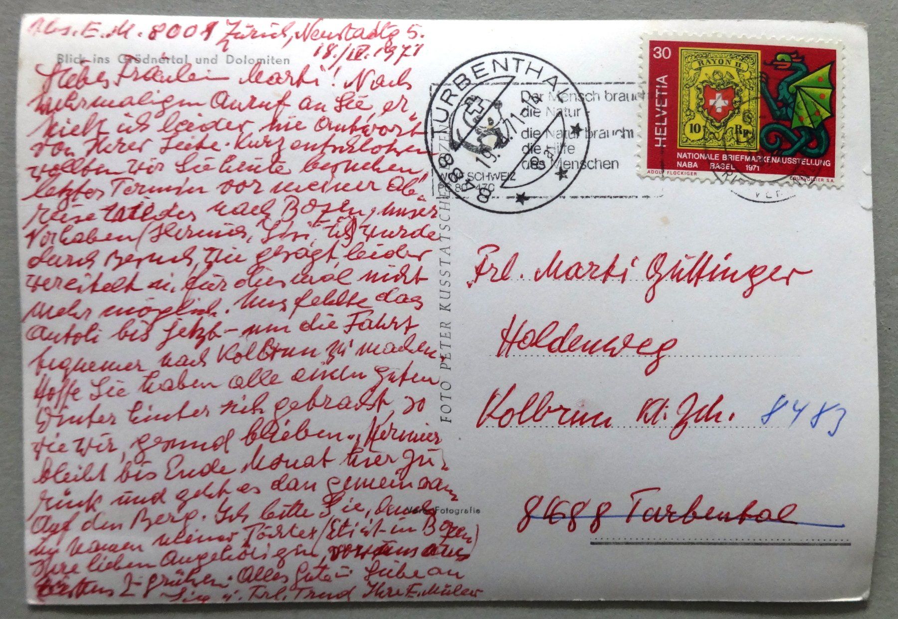Cartes postales: Blick ins Grödnertal und Dolomiten – D'occasion à Fétigny par Billy2miny 1