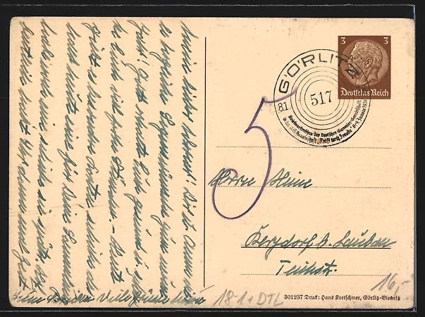 Cancelleria postale: A. Haupt: Görlitz, Das alte preuss. Pos – Usato da Berlin venduto da bartko-reher 1
