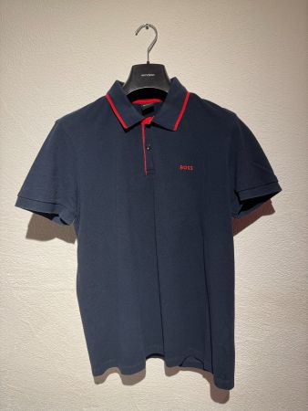 BOSS Polo Shirt Herren Gr. L Navy mit roten Details