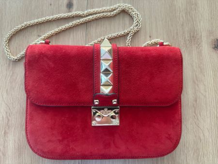 Valentino Garavani Rockstud Tasche, rotes Veloursleder